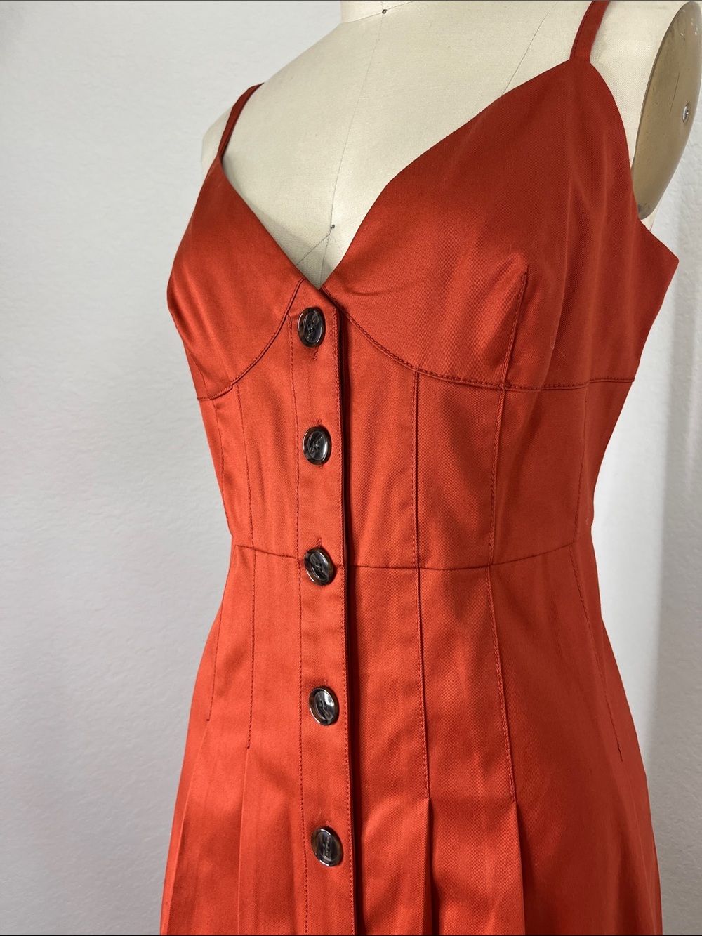 J Crew Button Front Stretch Twill Midi Dress Tailored Darted V Neck - Picture 6 of 12